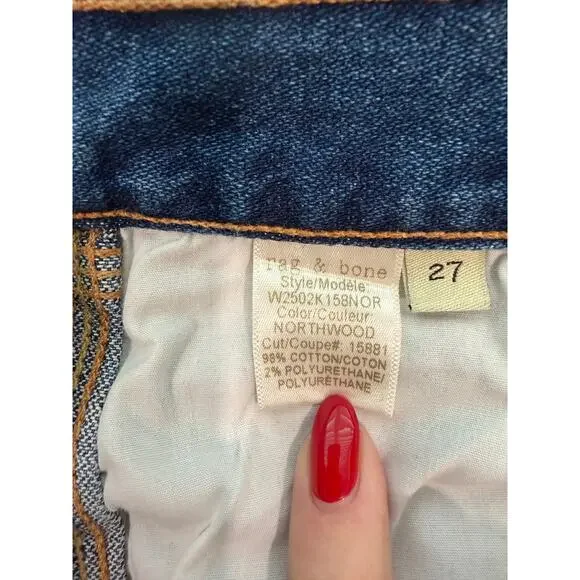 Rag & Bone Skinny Jeans Raw Hem Dark Wash 27 EUC - Picture 7 of 9